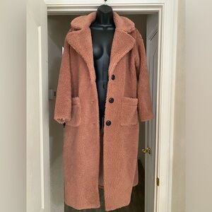 Boohoo Pink Fluffy Trench Coat